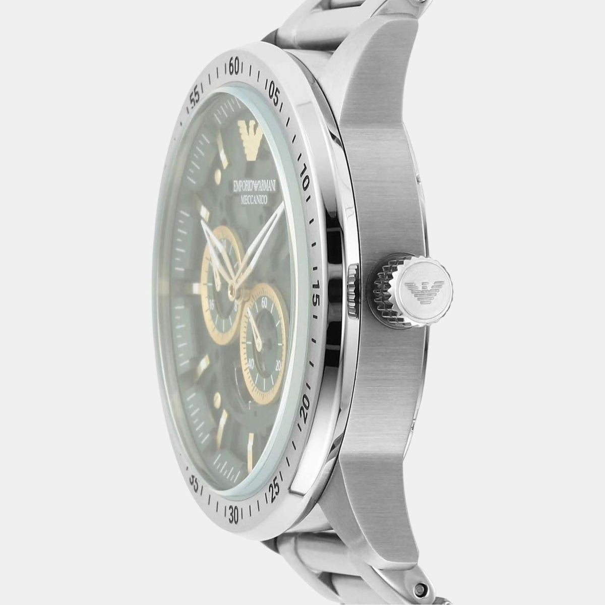 Emporio Armani Meccanico Automatic Green Dial Silver Steel Strap Watch For Men - AR60053