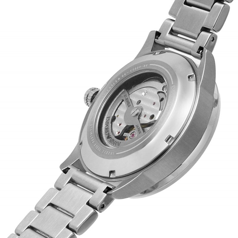 Emporio Armani Meccanico Automatic Green Dial Silver Steel Strap Watch For Men - AR60053