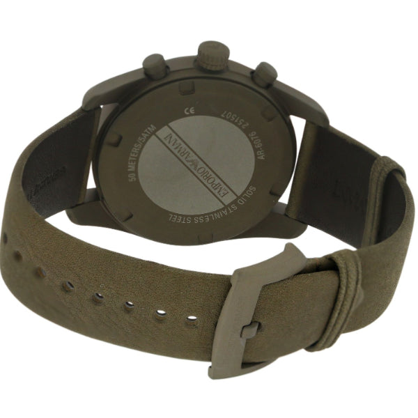 Shop Authentic Emporio Armani Sportivo Chronograph Silver Dial Brown Leather Strap Watch For Men - AR6076 - Luxxuri