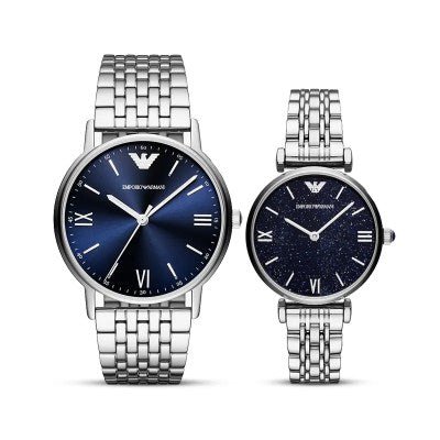 Shop Authentic Emporio Armani Gianni T Bar Dark Blue Dial Silver Stainless Steel Watch For Women - AR11091 - Luxxuri