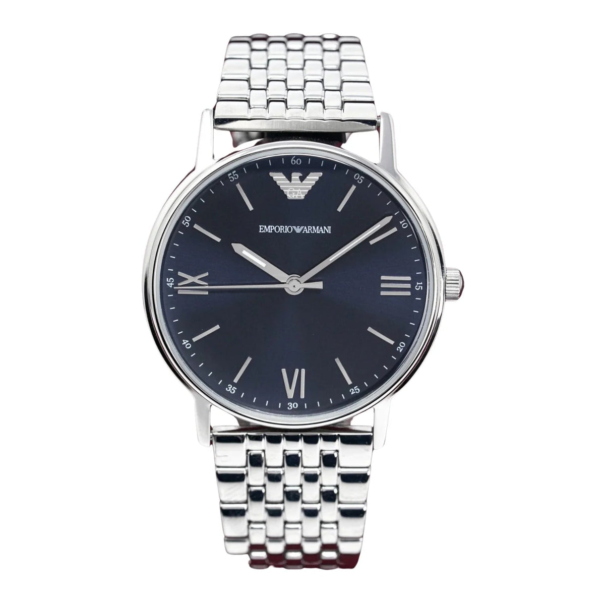 Shop Authentic Emporio Armani Kappa Quartz Blue Dial Silver Steel Strap Watch For Men - AR80010 - Luxxuri