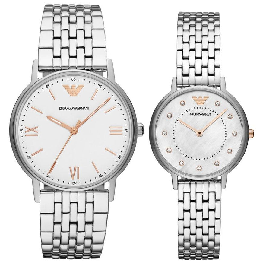 Shop Authentic Emporio Armani Kappa Quartz White Dial Silver Steel Strap Watch For Men - AR80014 - Luxxuri