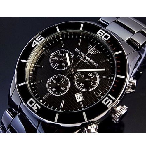 Shop Authentic Emporio Armani Black Ceramic Chronograph Black Dial Watch For Men - AR1421 - Luxxuri