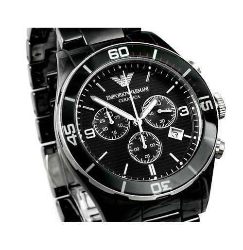 Shop Authentic Emporio Armani Black Ceramic Chronograph Black Dial Watch For Men - AR1421 - Luxxuri