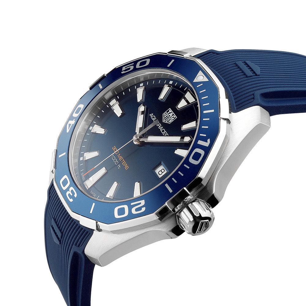 Shop Authentic Tag Heuer Aquaracer Quartz Blue Dial Blue Rubber Strap Watch for Men - WAY101C.FC6153 - Luxxuri