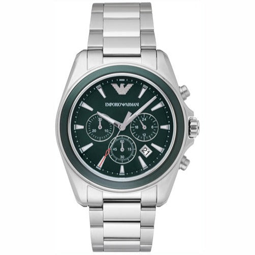 Shop Authentic Emporio Armani Sportivo Chronograph Blue Dial Silver Steel Strap Watch For Men - AR6090 - Luxxuri