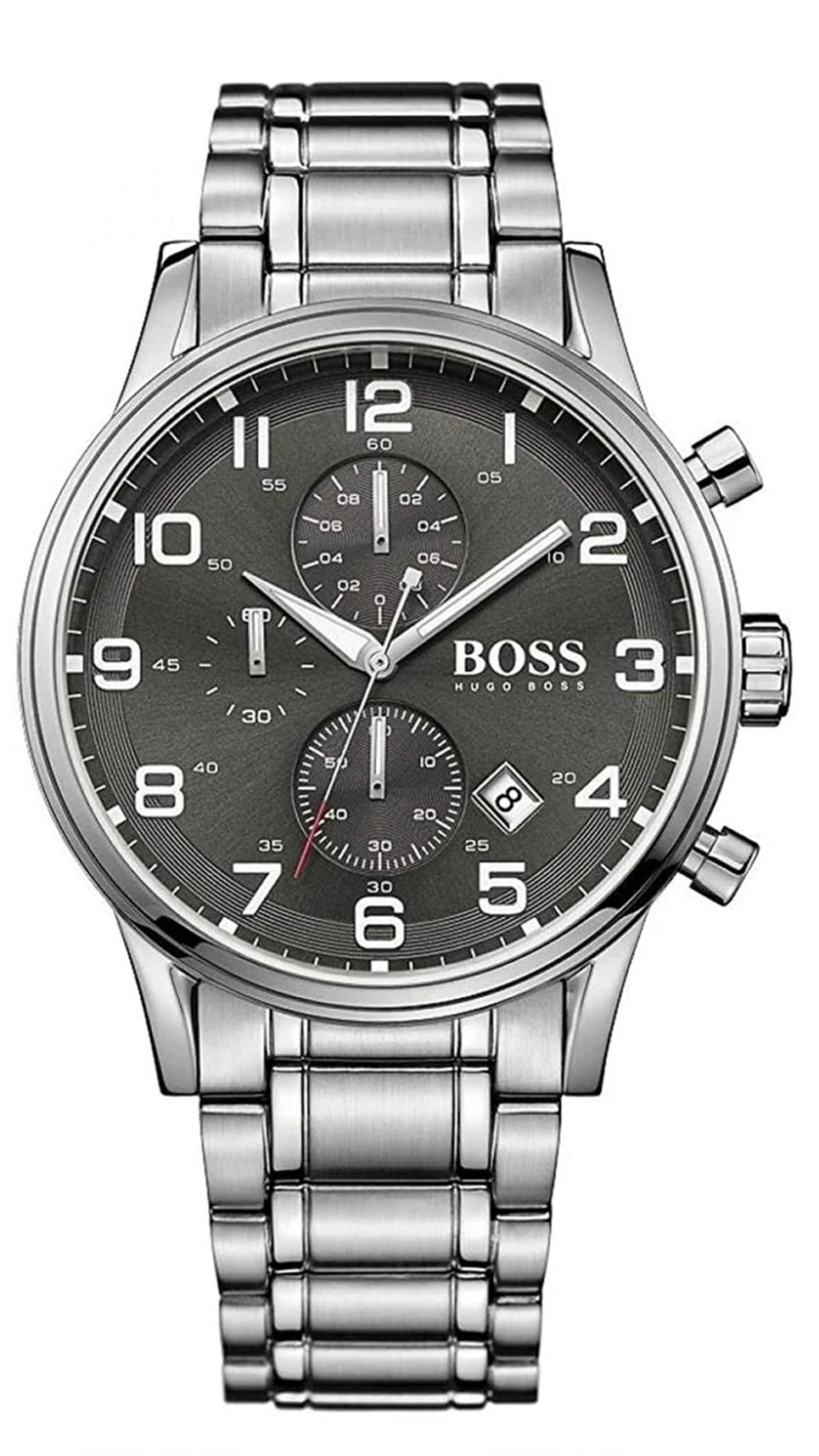 Shop Authentic Hugo Boss Aeroliner Chronograph Black Dial Silver Steel Strap Watch For Men - 1512446 - Luxxuri