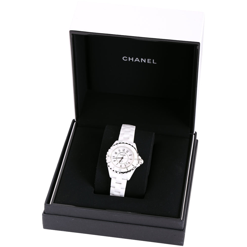 Shop Authentic Chanel J12 Ceramic White Dial White Steel Strap Watch for Women - J12 H0968 - Luxxuri