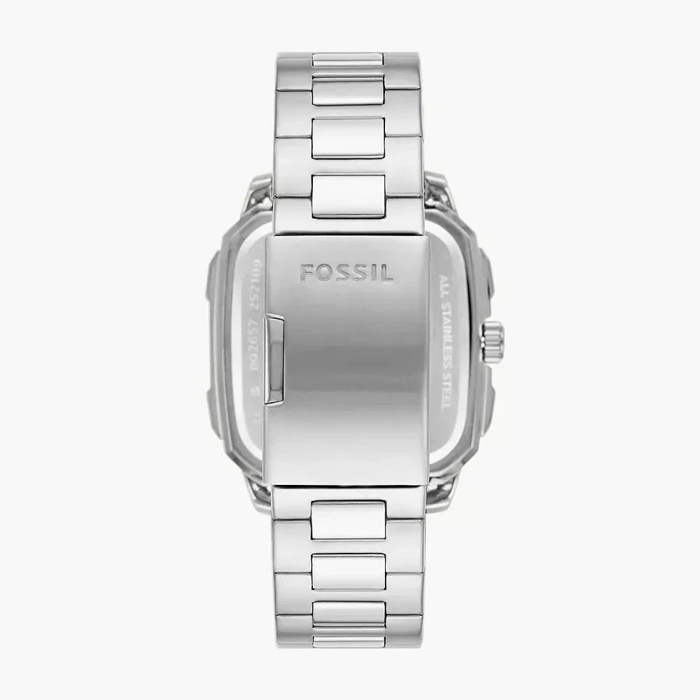 Shop Authentic Fossil Inscription Multifunction Black Dial Silver Steel Strap Watch for Men - BQ2655 - Luxxuri