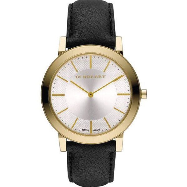 Shop Authentic Burberry The City Gold Dial Black Leather Strap Watch for Men - BU2353 - Luxxuri