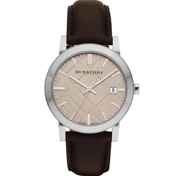 Shop Authentic Burberry The City Gold Dial Brown Leather Strap Watch for Men - BU9011 - Luxxuri