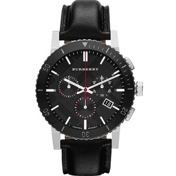 Shop Authentic Burberry The City Black Dial Black Leather Strap Watch for Men - BU9382 - Luxxuri
