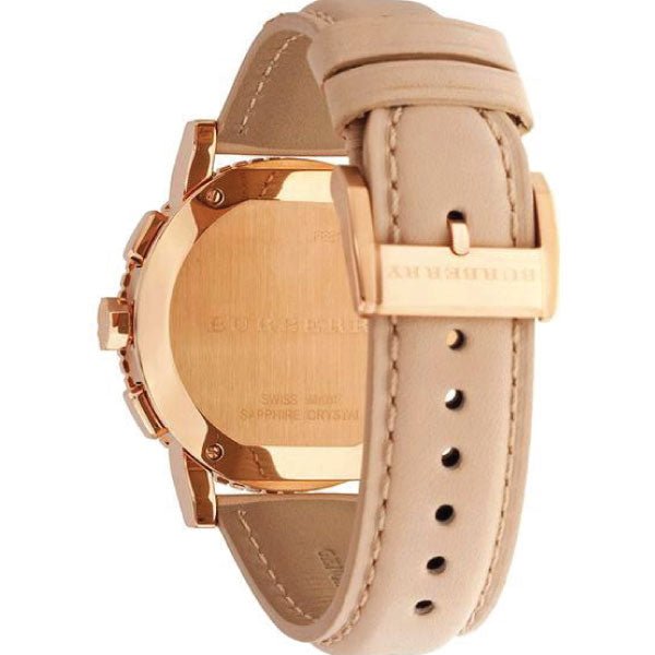Shop Authentic Burberry Chronograph Rose Gold Dial Beige Leather Strap Watch for Women - BU9704 - Luxxuri