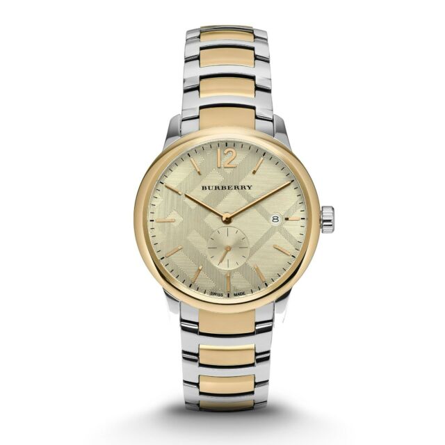 Shop Authentic Burberry The Classic Gold Dial Two Tone Steel Strap Watch for Men - BU10011 - Luxxuri