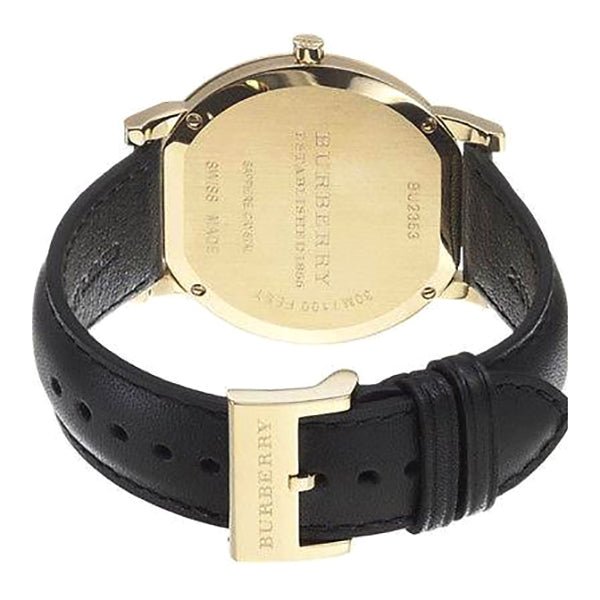 Shop Authentic Burberry The City Gold Dial Black Leather Strap Watch for Men - BU2353 - Luxxuri