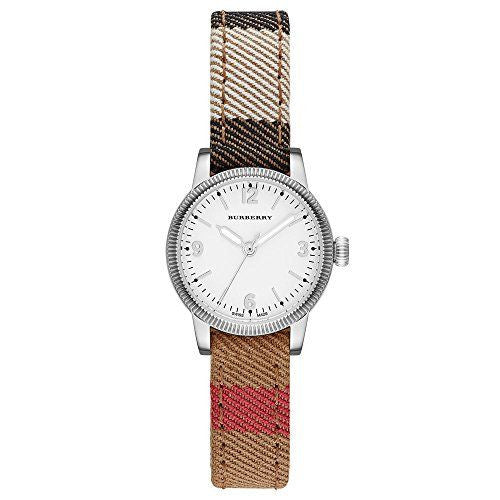 Shop Authentic Burberry Utilitarian White Dial Multicolor Leather Strap Watch for Women - BU7863 - Luxxuri