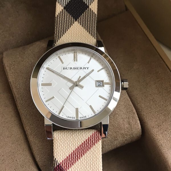 Shop Authentic Burberry The City White Dial Brown Leather Strap Watch for Women - BU9113 - Luxxuri