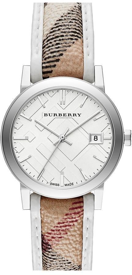Shop Authentic Burberry The City Silver Dial Brown Leather Strap Watch for Women - BU9136 - Luxxuri