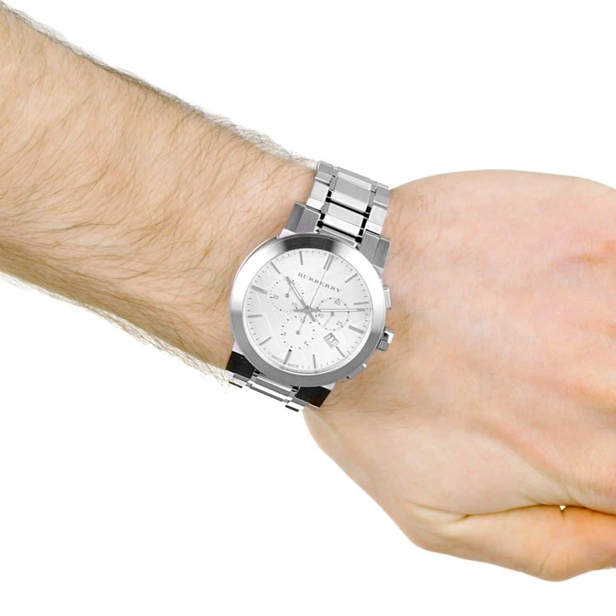 Shop Authentic Burberry The City Chronograph Silver Dial Silver Steel Strap Watch for Men - BU9350 - Luxxuri