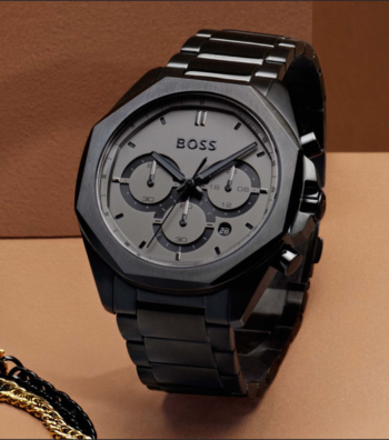 Shop Authentic Hugo Boss Cloud Chronograph Black Dial Black Steel Strap Watch For Men - 1514016 - Luxxuri