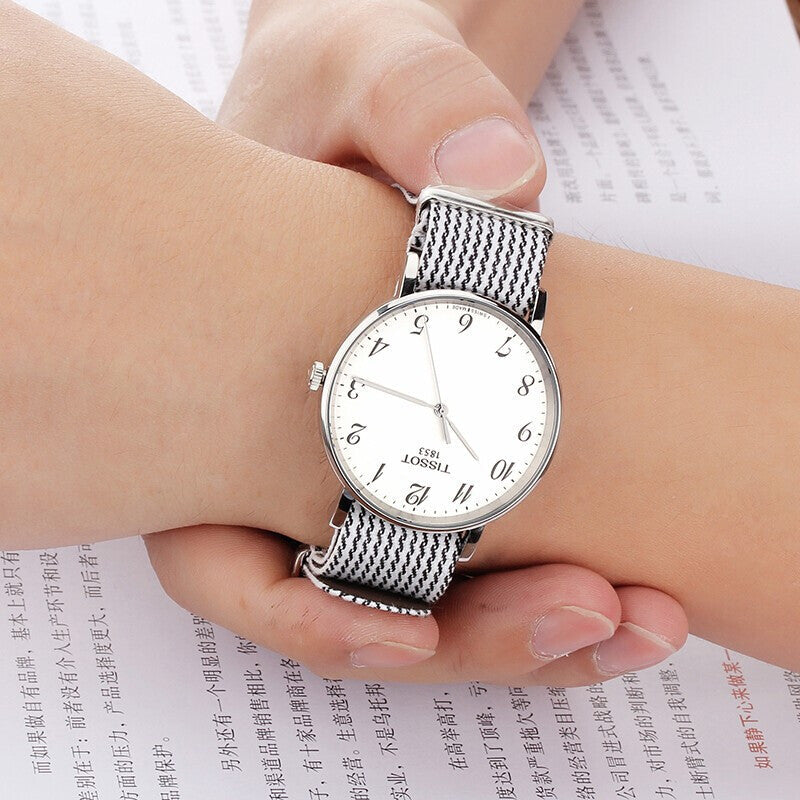 Shop Authentic Tissot T Classic Everytime Medium White Dial Two Tone NATO Strap Watch for Women - T109.410.18.032.00 - Luxxuri