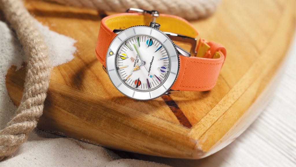 Breitling Superocean Heritage '57 Pastel Paradise White Dial Orange Leather Watch for Women - A10340A11A1X1