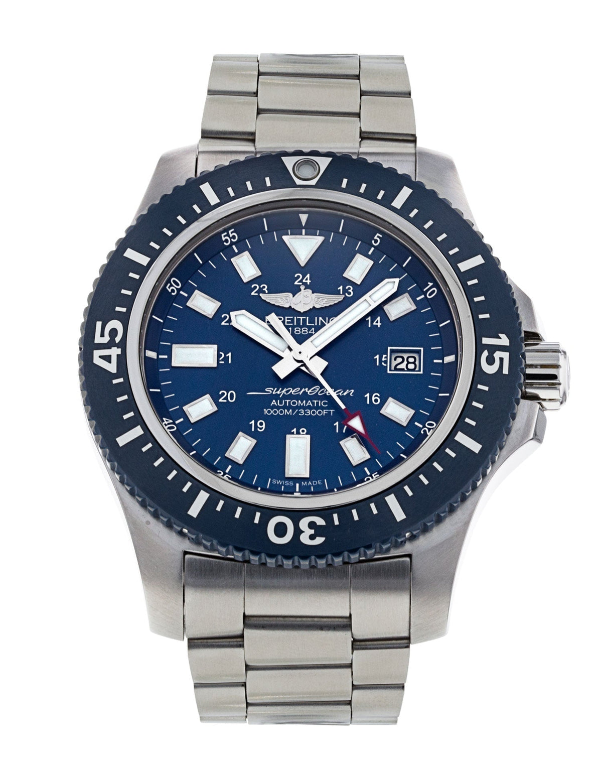 Breitling Superocean 44mm Special Blue Dial Silver Steel Strap Watch for Men - Y17393161C1A1
