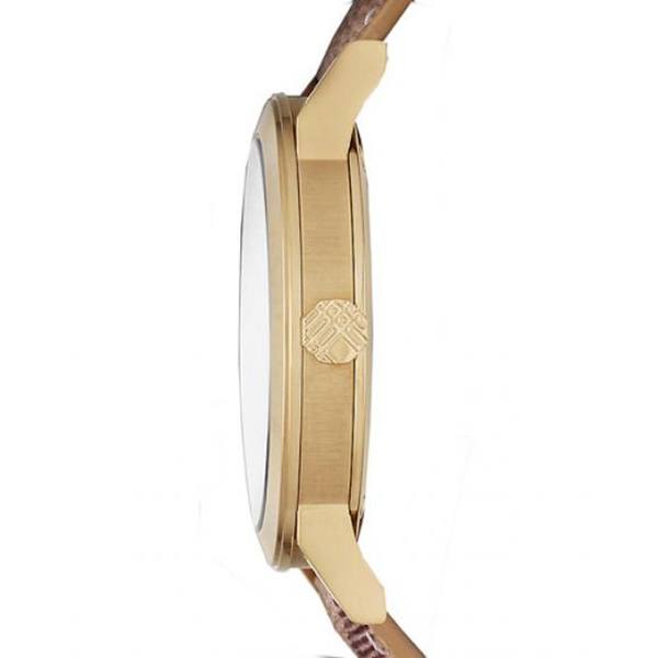 Shop Authentic Burberry The City Gold Dial Haymarket Brown Leather Strap Watch for Women - BU9026 - Luxxuri
