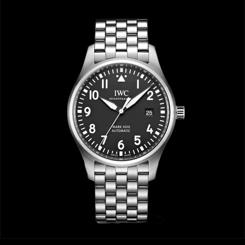 Shop Authentic IWC Pilot’s Watch Mark XVIII Black Dial Silver Steel Strap Watch for Men - IW327015 - Luxxuri