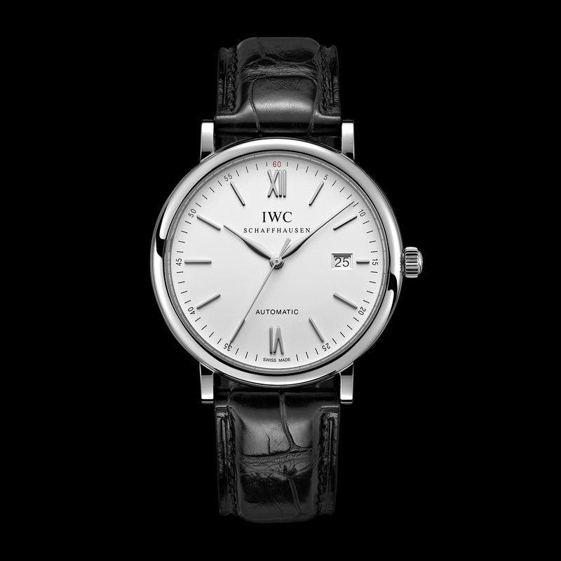 Shop Authentic IWC Portofino Automatic White Dial Black Leather Strap Watch for Men - IW356501 - Luxxuri