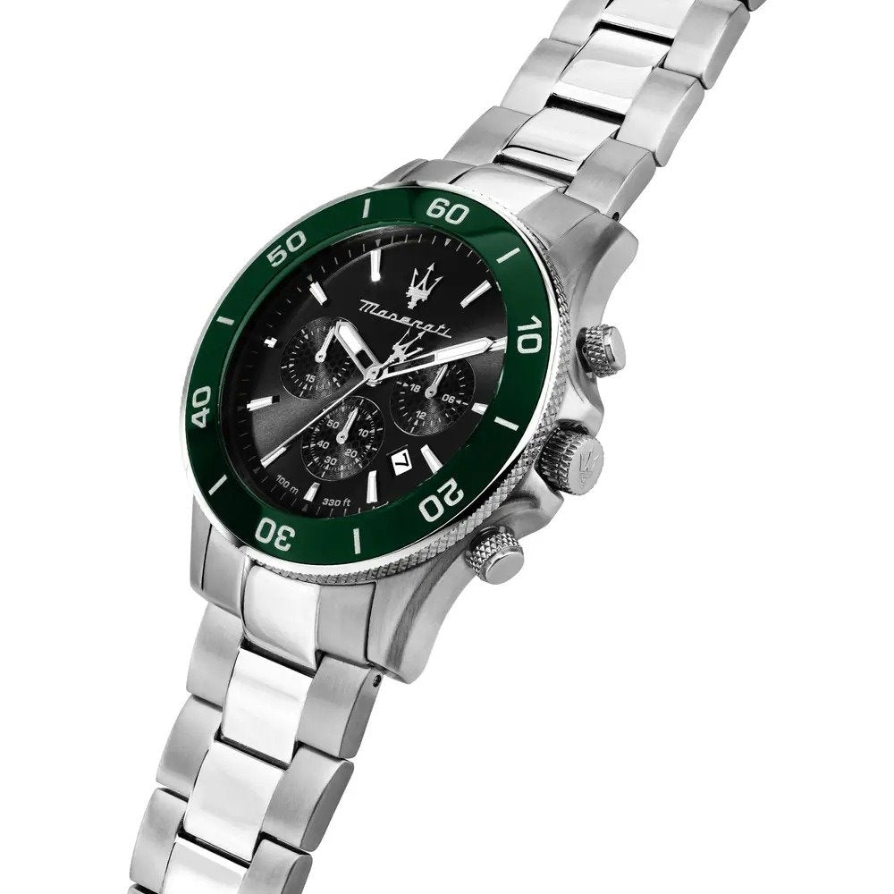 Shop Authentic Maserati Competizione Chronograph Black Dial Silver Steel Strap Watch For Men - R8873600008 - Luxxuri