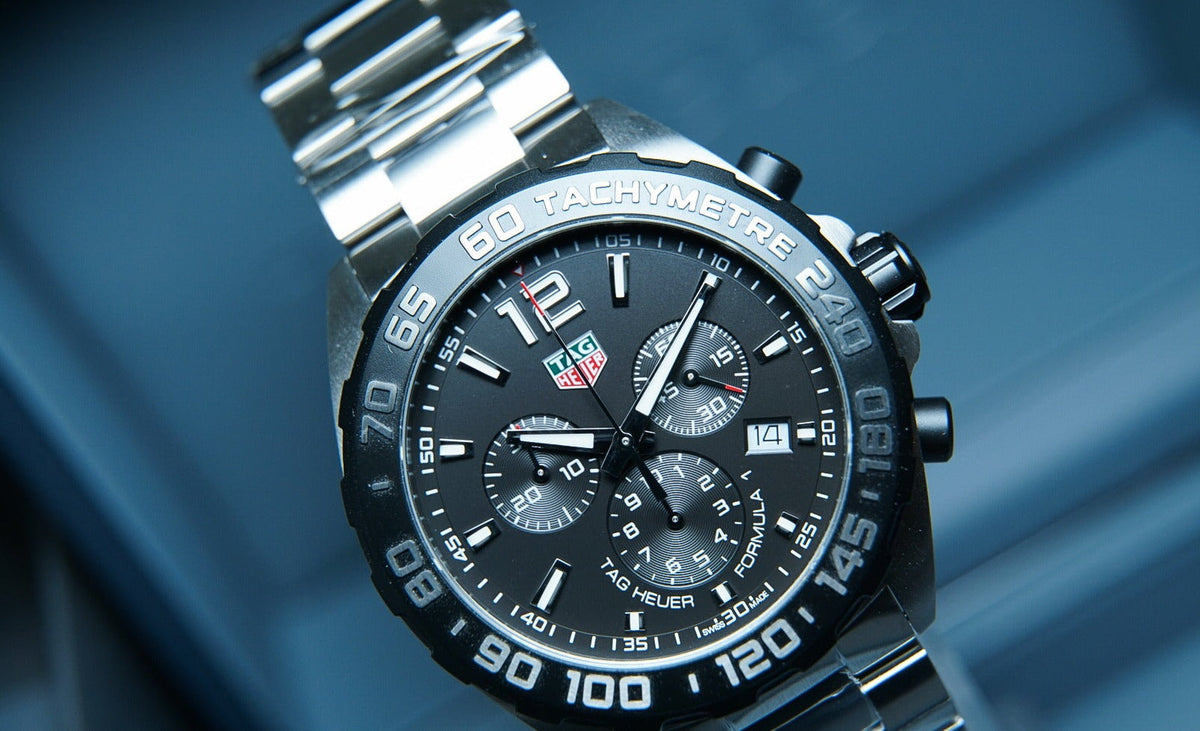Shop Authentic Tag Heuer Formula 1 Chronograph Black Dial Silver Steel Strap Watch for Men - CAZ1010.BA0842 - Luxxuri