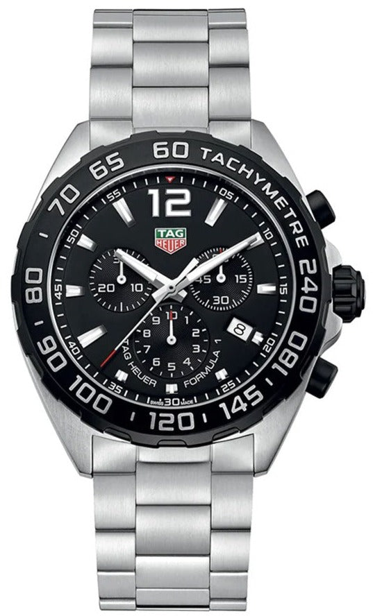 Shop Authentic Tag Heuer Formula 1 Chronograph Black Dial Silver Steel Strap Watch for Men - CAZ1010.BA0842 - Luxxuri