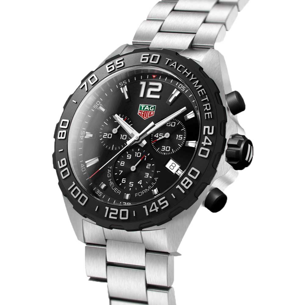 Shop Authentic Tag Heuer Formula 1 Chronograph Black Dial Silver Steel Strap Watch for Men - CAZ1010.BA0842 - Luxxuri