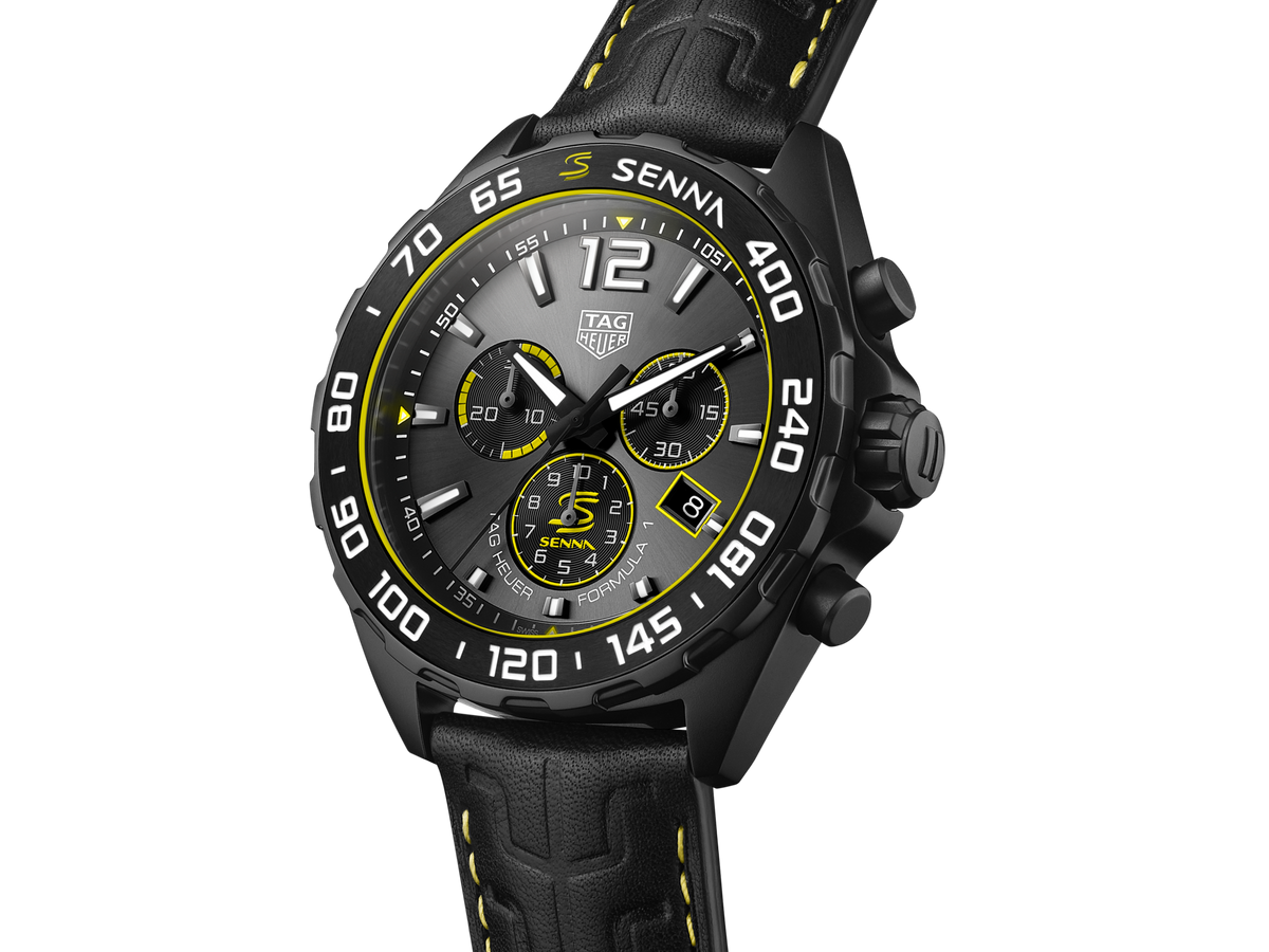 Shop Authentic Tag Heuer Formula 1 Chronograph Senna Black Dial Black Leather Strap Watch for Men - CAZ101AJ.FC6487 - Luxxuri