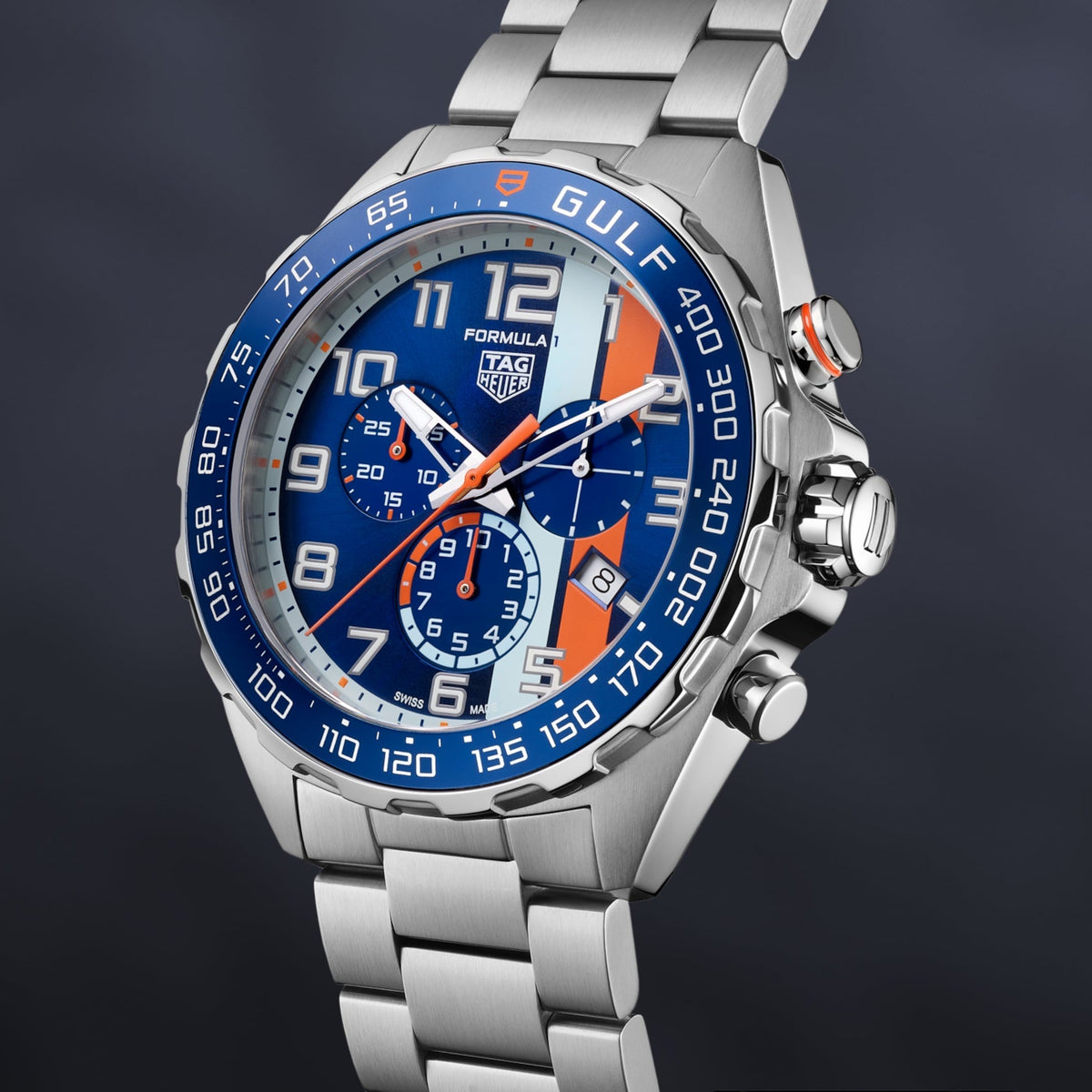 Shop Authentic Tag Heuer Formula 1 Gulf Edition Chronograph Blue Dial Silver Steel Strap Watch for Men - CAZ101AT.BA0842 - Luxxuri