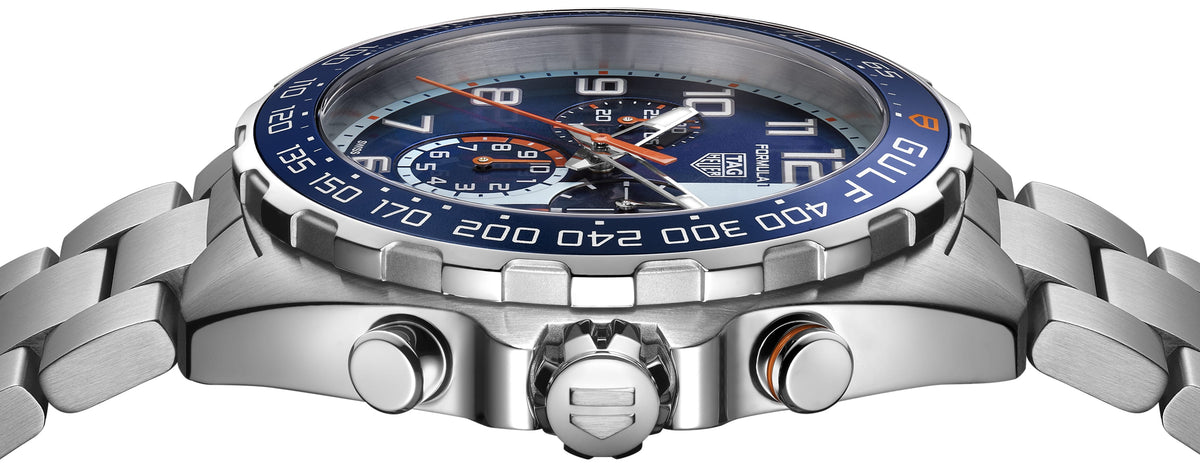 Shop Authentic Tag Heuer Formula 1 Gulf Edition Chronograph Blue Dial Silver Steel Strap Watch for Men - CAZ101AT.BA0842 - Luxxuri