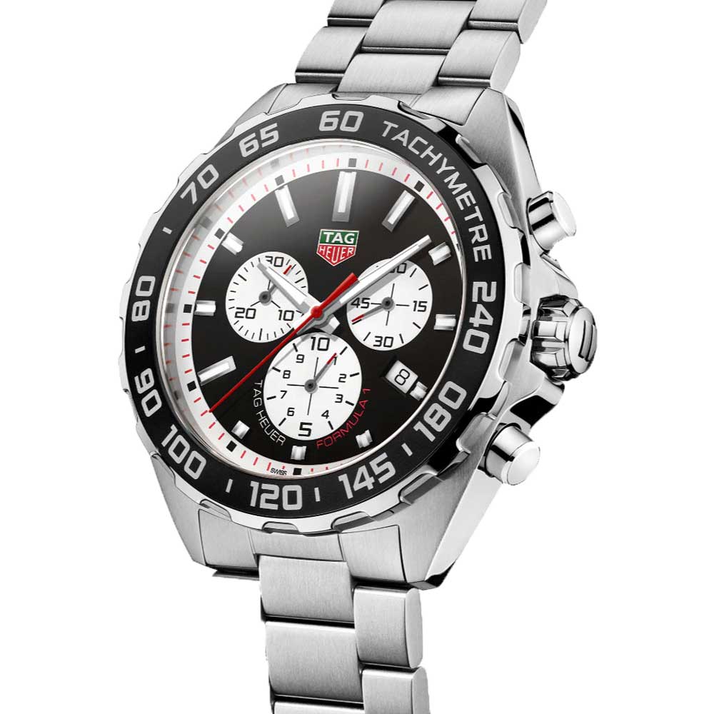 Shop Authentic Tag Heuer Formula 1 Chronograph Black Dial Silver Steel Strap Watch for Men - CAZ101E.BA0842 - Luxxuri