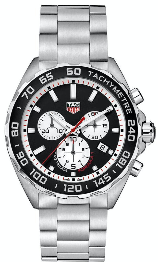 Shop Authentic Tag Heuer Formula 1 Chronograph Black Dial Silver Steel Strap Watch for Men - CAZ101E.BA0842 - Luxxuri