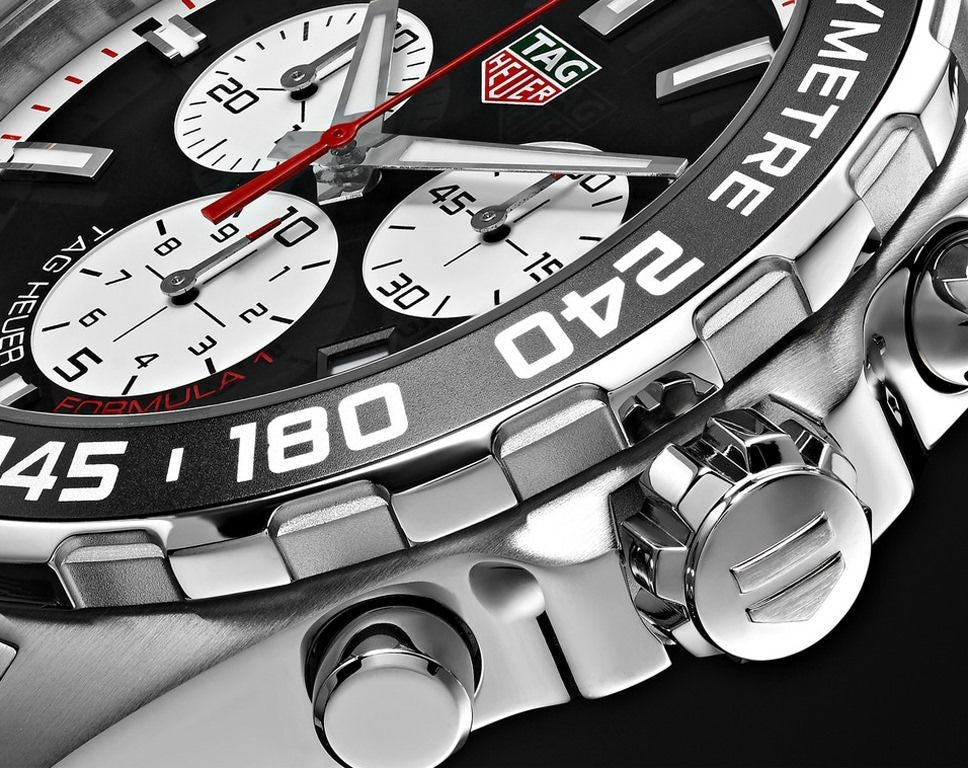 Shop Authentic Tag Heuer Formula 1 Chronograph Black Dial Silver Steel Strap Watch for Men - CAZ101E.BA0842 - Luxxuri