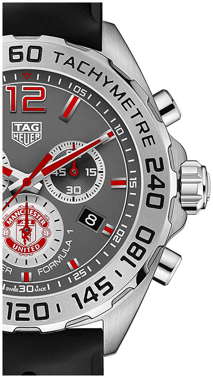 Shop Authentic Tag Heuer Formula 1 Manchester United Special Edition Grey Dial Black Silicone Strap Watch for Men - CAZ101M.FT8024 - Luxxuri