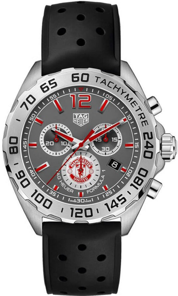 Shop Authentic Tag Heuer Formula 1 Manchester United Special Edition Grey Dial Black Silicone Strap Watch for Men - CAZ101M.FT8024 - Luxxuri