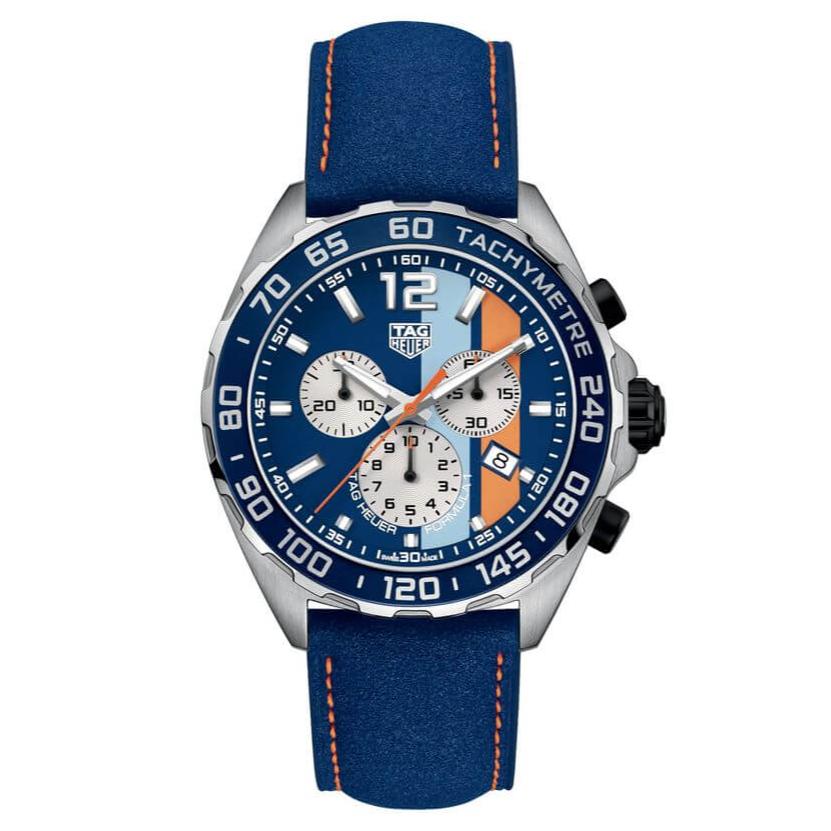 Shop Authentic Tag Heuer Formula 1 Gulf Edition Blue Dial Blue Leather Strap Watch for Men - CAZ101N.FC8243 - Luxxuri