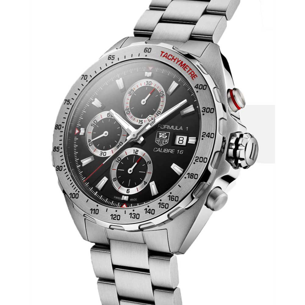Shop Authentic Tag Heuer Formula 1 Calibre 16 Automatic Chronograph Black Dial Silver Steel Strap Watch for Men - CAZ2010.BA0876 - Luxxuri