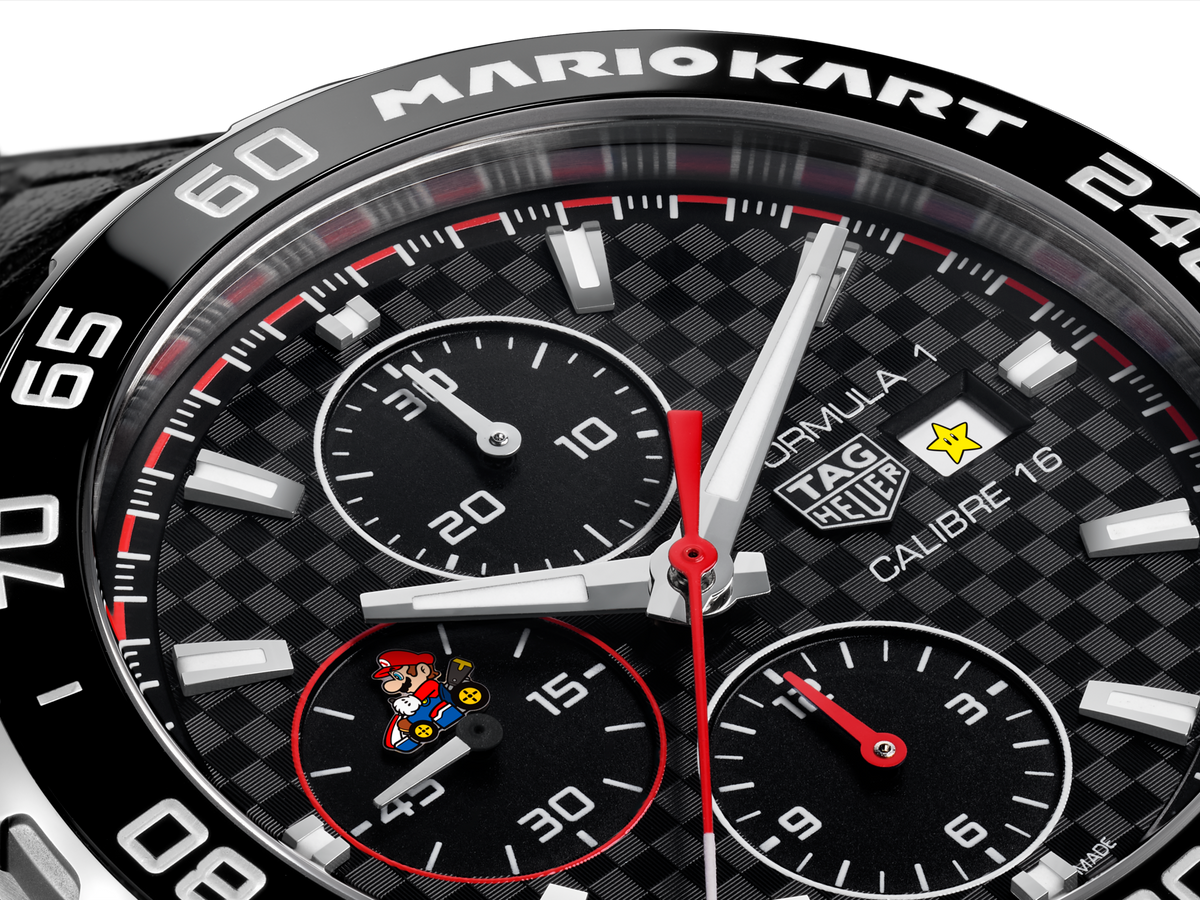 Shop Authentic Tag Heuer Formula 1 Mario Kart Chronograph Black Dial Black Leather Strap Watch for Men - CAZ201E.FC6517 - Luxxuri