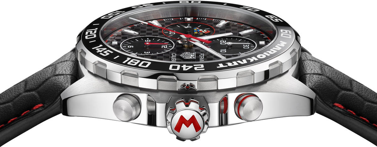 Shop Authentic Tag Heuer Formula 1 Mario Kart Chronograph Black Dial Black Leather Strap Watch for Men - CAZ201E.FC6517 - Luxxuri
