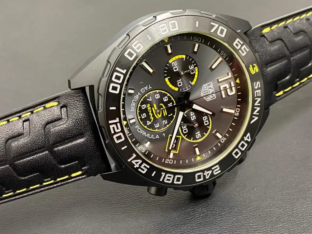 Shop Authentic Tag Heuer Formula 1 Chronograph Senna Black Dial Black Leather Strap Watch for Men - CAZ101AJ.FC6487 - Luxxuri