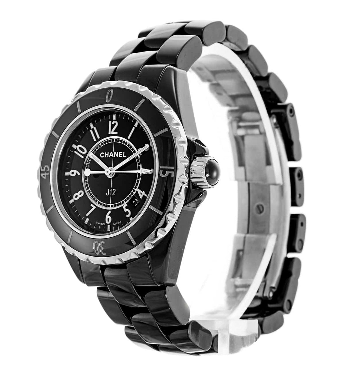 Shop Authentic Chanel J12 Quartz Ceramic Black Dial Black Steel Strap Watch for Women - J12 H0682 - Luxxuri