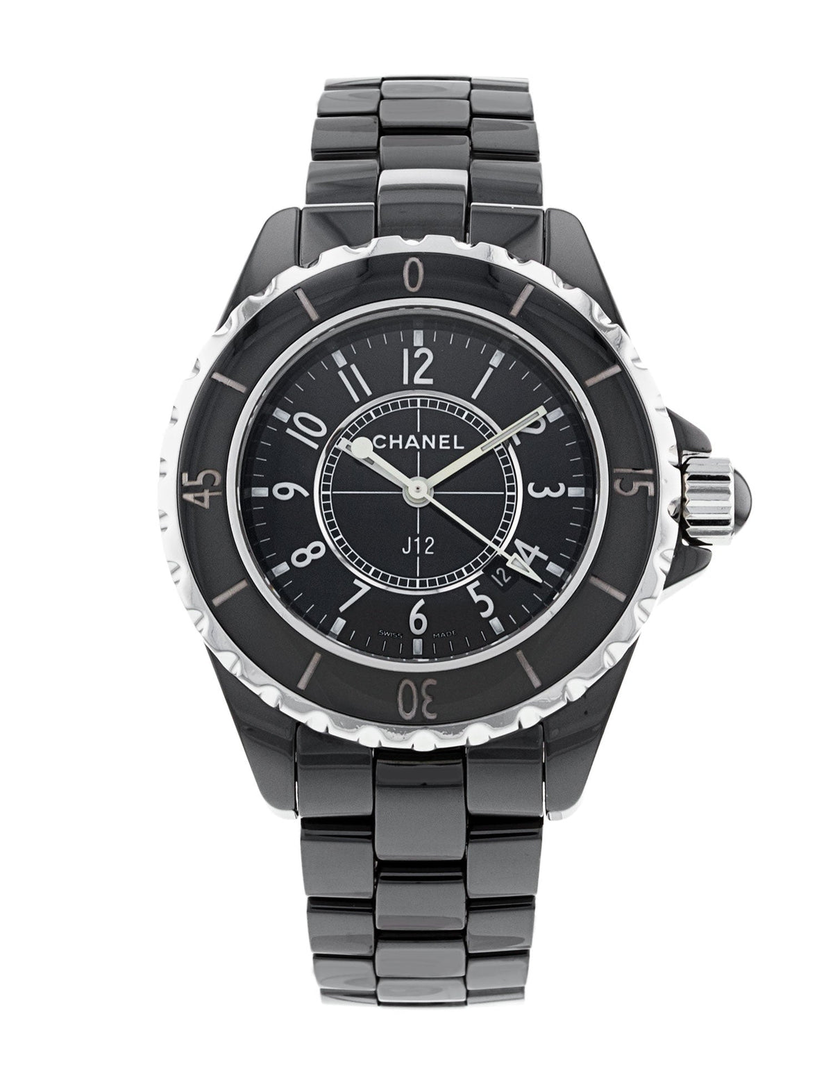 Shop Authentic Chanel J12 Quartz Ceramic Black Dial Black Steel Strap Watch for Women - J12 H0682 - Luxxuri