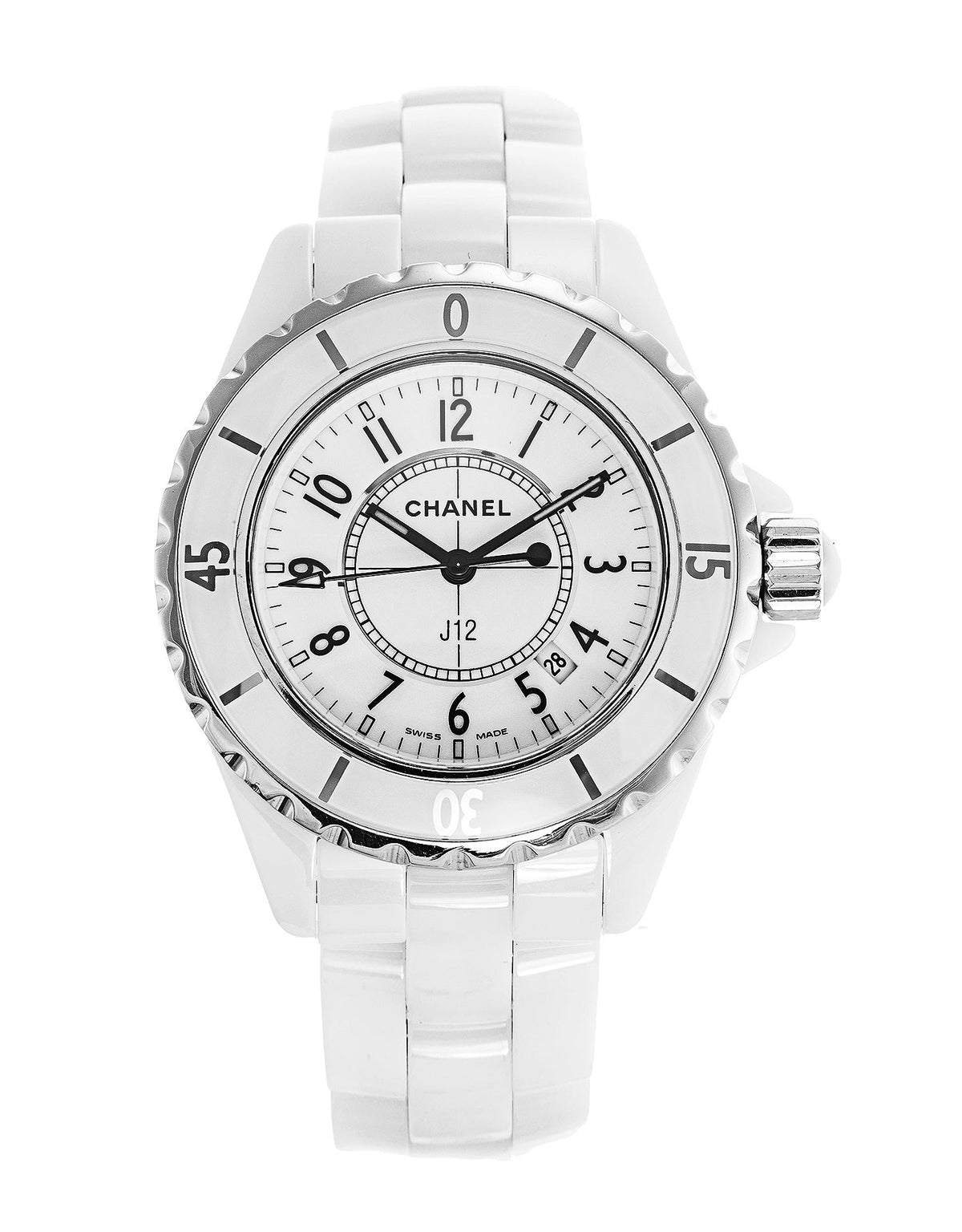 Shop Authentic Chanel J12 Ceramic White Dial White Steel Strap Watch for Women - J12 H0968 - Luxxuri